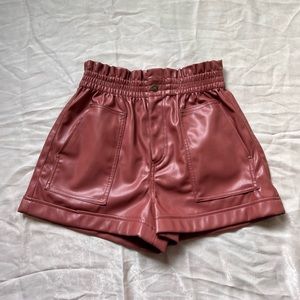 Leather high waisted shorts